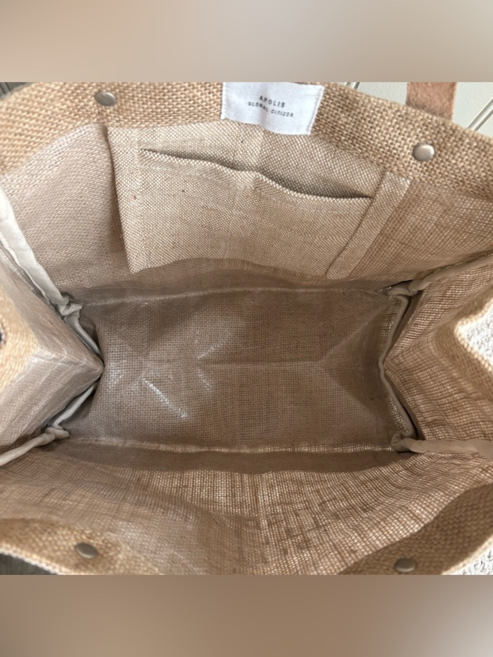 Apolis x The Little Nell Aspen Petite Market Bag Natural Beige w/Leather Handles - Picture 10 of 11